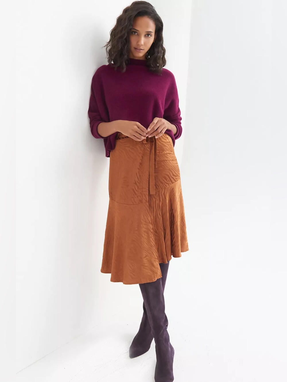 ANTHROPOLOGIE Maeve Tamra Jacquard Midi Skirt 8